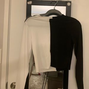 Half Black/White Crop Top